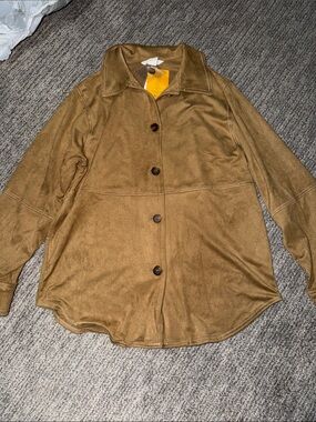 H&M Brown Suede-Look Button Front Shacket